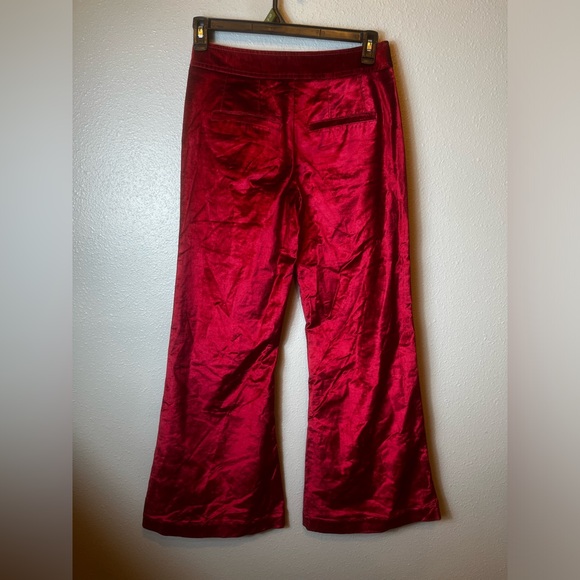 Free People Walk With You Velvet Flare Trousers Cherry Juice Red Sz 6 - Picture 5 of 8